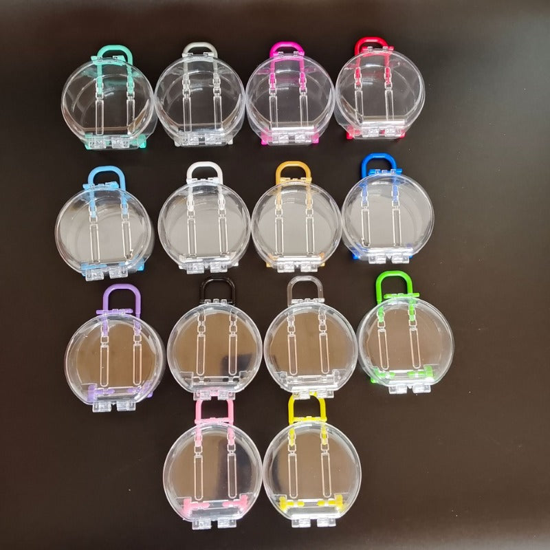 Wholesale 12pcs Christmas Candy Storage Mini Cute Round Trolley Case Plastic Packaging Desk Jewelry Box